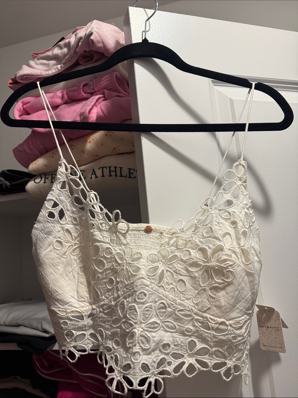 Free People Ivory Floral Crochet Lace Bralette